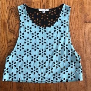 Forever 21 Blue Faux Suede Floral Cut-Out Pattern Tank Top Women’s Medium